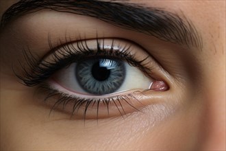 Close up of woman's blue eye. KI generiert, generiert, AI generated