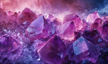 Natural texture of raw amethyst gemstones AI generated