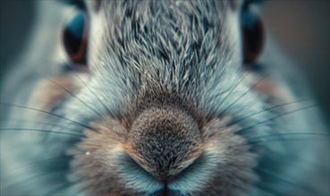 Close-up of a curious bunny's nose twitching AI generated
