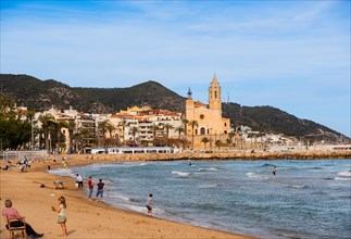 Beach and promenade in Sitges, Spain, Europe