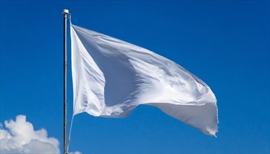Parliamentary flag, also parliamentary flag or white flag fluttering in the wind, protective sign