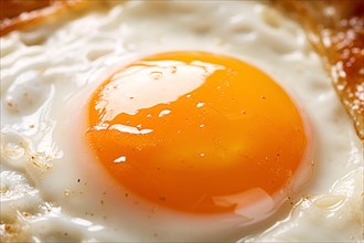 Close up of egg yolk of fried egg. KI generiert, generiert, AI generated