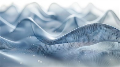 Soft blue waves of a digital mesh fabric in an abstract, flowing design, ai generate, AI generated