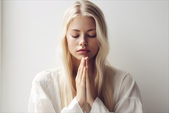 Young woman praying. KI generiert, generiert, AI generated