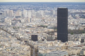 View from the height of the Eiffel Tower to the Montparnasse Tower, Paris, France, Europe
