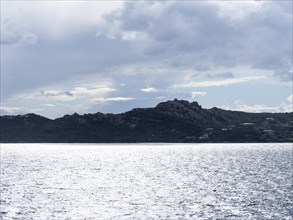 Rocky coast, glittering sea, near Palau, Sardinia, Italy, Europe
