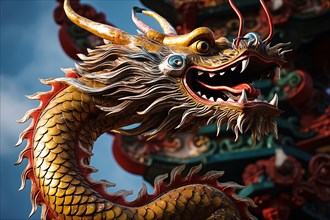Traditional Chinese dragon sculpture. KI generiert, generiert, AI generated