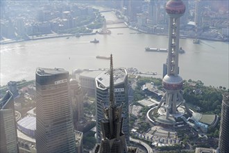 View from the 632 metre high Shanghai Tower, nicknamed The Twist, Shanghai, People's Republic of