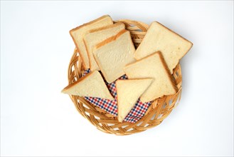 Slices of toast in baskets, unroasted