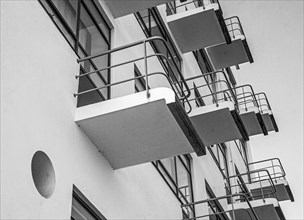 Balconies at the Bauhaus Dessau Saxony-Anhalt, Germany, Europe