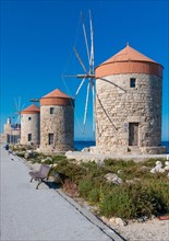 The Windmills of Mandraki. Historic windmills in Rhodesa