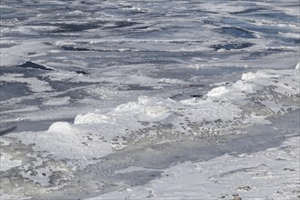 Winter, pack ice in the Saint Lawrence River, Province of Quebec, Canada, North America