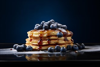 Pancakes with blueberries. KI generiert, generiert, AI generated