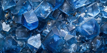 Blue Sapphire gemstone texture banner. KI generiert, generiert, AI generated
