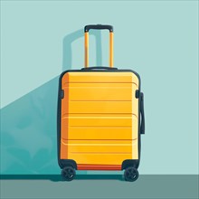 A cute modern yellow luggage. AI generated