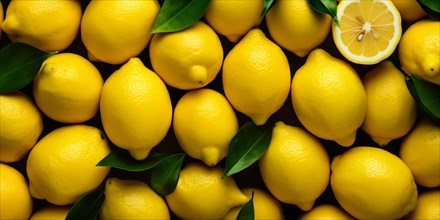 Banner with lemon fruits. KI generiert, generiert, AI generated