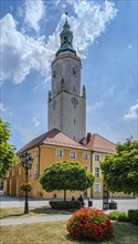 Historic Gothic and Renaissance town hall on the market square in Namyslow, Opole Voivodeship,