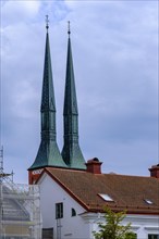 Twin towers of Vaexjoe Cathedral, Smaland, Kronobergs laen, Sweden, Europe
