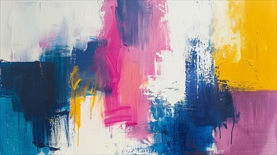 Expressive abstract painting with contrasting color blocks and brushstrokes, ai generated, AI