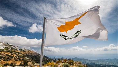 The flag of Cyprus flutters in the wind