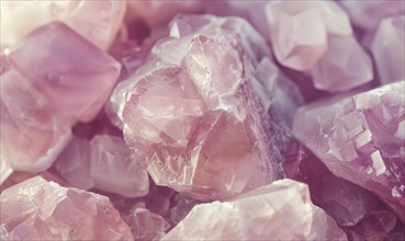 A flat background with the natural texture of raw rose quartz gemstones AI generated