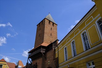 Krakow Tower, medieval city gate from the 14th century, part of the historic city fortifications of