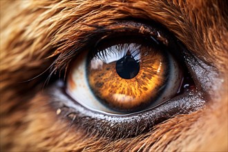 Close up of grizzly bear eye. KI generiert, generiert, AI generated