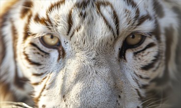 Close-up of a white tiger's face AI generated