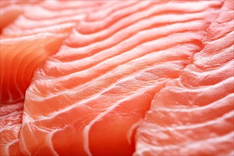 Close up of raw salmon fish filet. KI generiert, generiert, AI generated