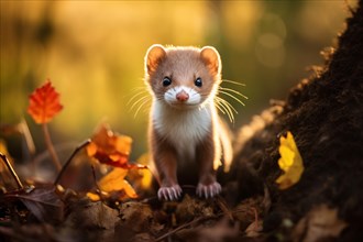 Young weasel in forest. KI generiert, generiert, AI generated