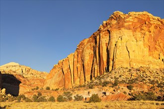 Sandstone formations at EPH Hanks Tower in the evening light, Capitol Reef National Park, Utah,