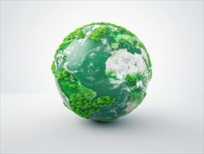 A 3D globe with green floral textures representing eco-friendly concepts, ai generated, AI