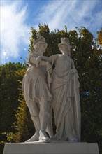 Baroque sculptures: Mars and Minerva, Schoenbrunn Palace Park, Schoenbrunn, Vienna, Austria, Europe