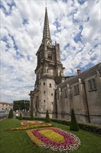 Cathedral Notre Dame de l'Assomption, with tower from the 19th century, Lucon, Vendee, France,