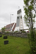 Hammerfest, Protestant church with cemetery, Northern Norway, Scandinavia