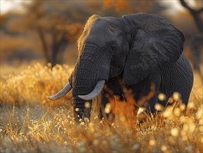 African elephant (Loxodonta africana), African steppe elephant or African bush elephant, AI