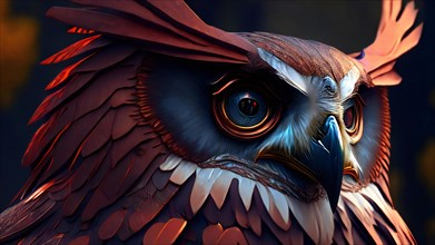 3D Illustration of an Owl as a Fantasy or Concept Art, ai generated, AI generated