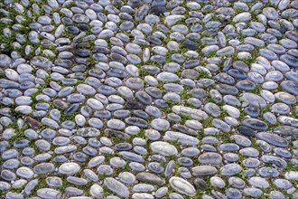 Pebble paving, background, texture, old town of Rhodes, Greece, Europe