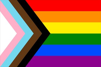 Illustration of the Progress Pride Flag. Movement LGBT. Symbol of sexual minorities
