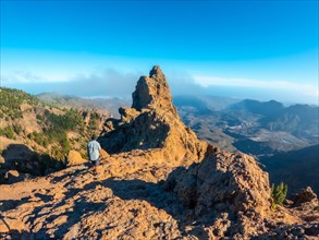 A male tourist at Pico de las Nieves in Gran Canaria, Canary Islands