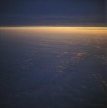 Horizon, sunrise, view from the aeroplane