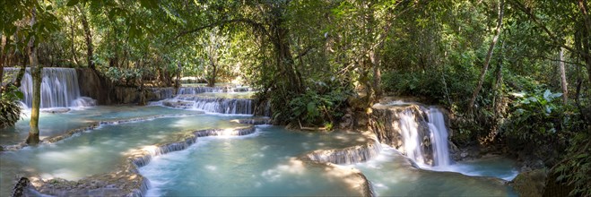 Kuang Si waterfalls in the jungle near Luang Phabang, Luang Prabang, Laos, Asia