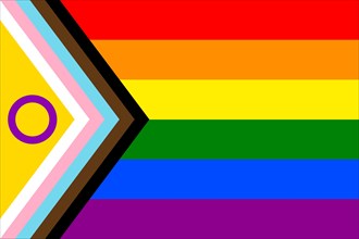 Illustration of the Intersex Pride Rainbow Flag. Movement LGBT. Symbol of sexual minorities