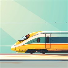 Close-up of a yellow high-speed train. AI generated