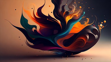 Colorful paint splashes on a dark background. 3d rendering, AI generated