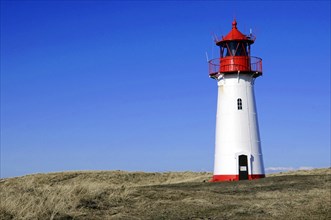 Sylt, Schleswig-Holstein, Lighthouse at Ellenbogen, Sylt, North Frisian Island, A small white-red