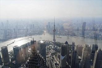 View from the 632 metre high Shanghai Tower, nicknamed The Twist, Shanghai, People's Republic of