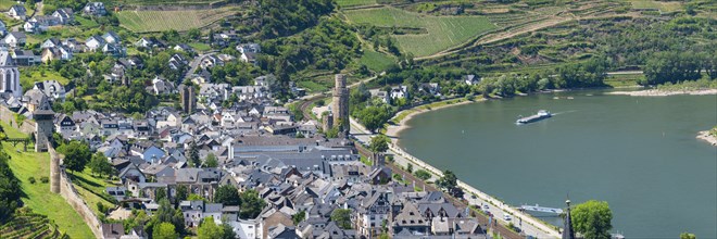 Panorama of Oberwesel, Unesco World Heritage Site Upper Middle Rhine Valley, Rhineland-Palatinate,
