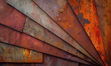 Rusted iron sheets in shades of deep orange and red, rusted metal background AI generated