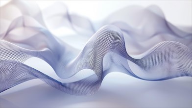 Abstract and smooth white mesh waves in a digital rendering with a tranquil feel, ai generated, AI